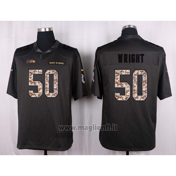 Maglia NFL Anthracite Seattle Seahawks Wright 2016 Salute To Service